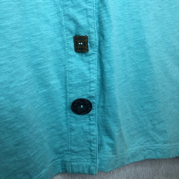 Soft Surroundings Danielle Button Top 3/4 Sleeve Turquoise Size 1X - Picture 7 of 14